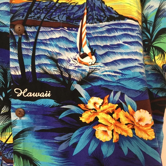 Hawaiian Floral Shirt Aloha Mo’i Palm Tree L - Picture 6 of 11